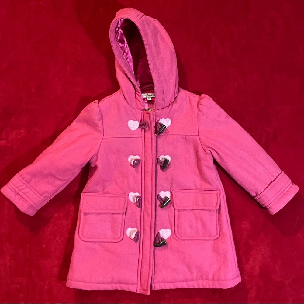 Autograph Marks & Spencer Toddler Girl's Long Sleeve Hooded Pink Coat Sz: 3-4Y